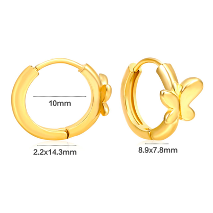 10mm Butterfly hoops - Gold