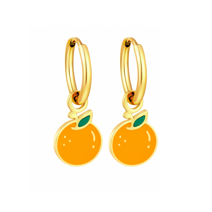 Orange charm hoops - Gold