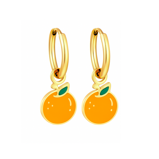 Orange charm hoops - Gold