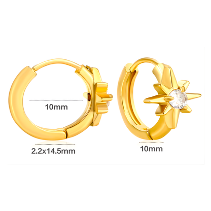 10mm sparkled North Star hoops - Gold