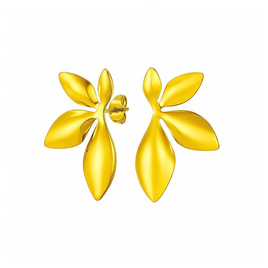 Oversized leaf studs - Gold