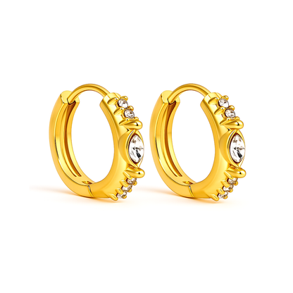 10mm spiked marquise diamond style hoops - Gold