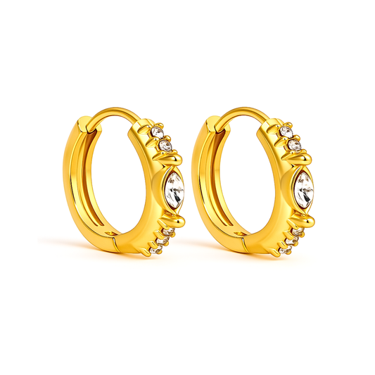 10mm spiked marquise diamond style hoops - Gold