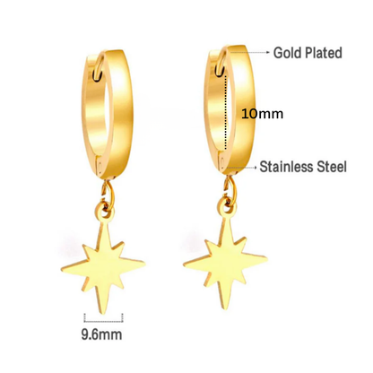 Hanging star hoops - Gold