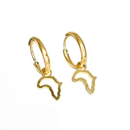 Africa charm hoop - Gold - TheEarringCollective