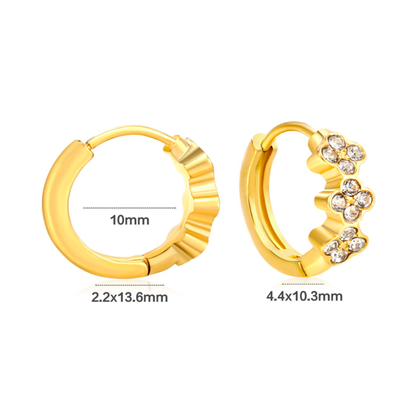 10mm triple flower hoops - Gold