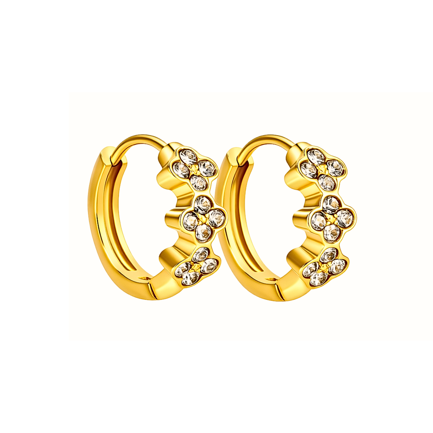 10mm triple flower hoops - Gold