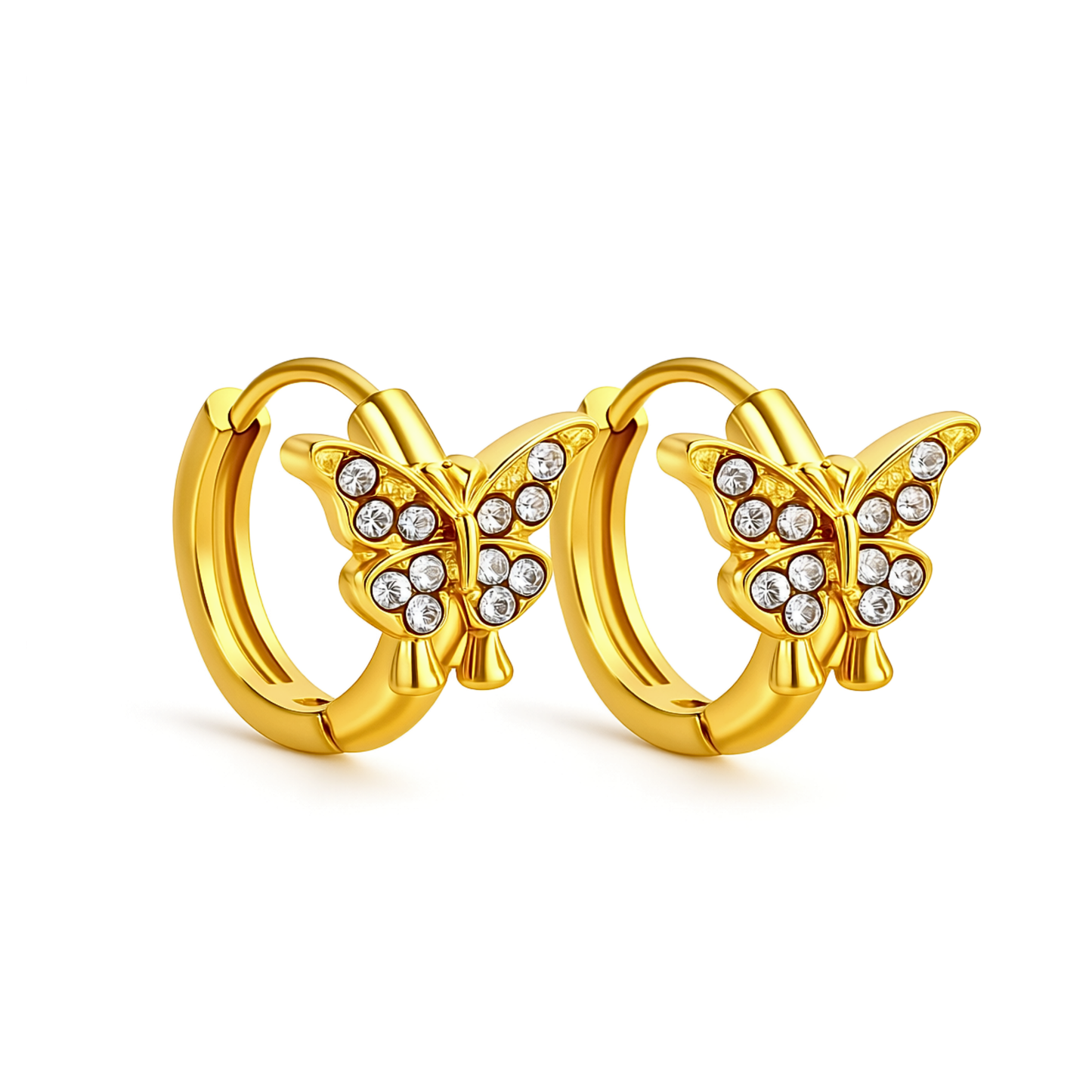 10mm sparkled butterfly hoops - Gold