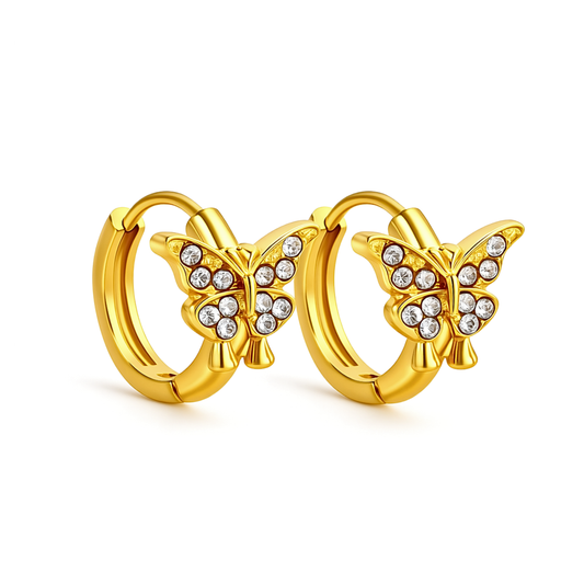 10mm sparkled butterfly hoops - Gold