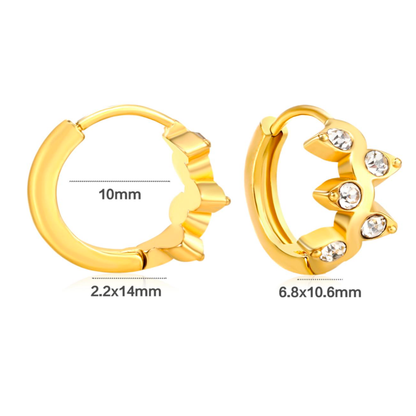 10mm pointed diamond style hoops - Gold