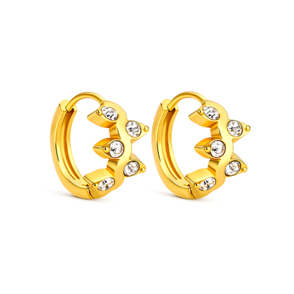 10mm pointed diamond style hoops - Gold