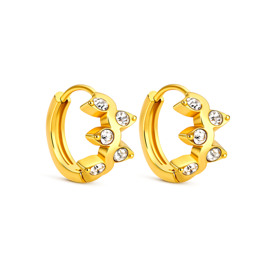 10mm pointed diamond style hoops - Gold