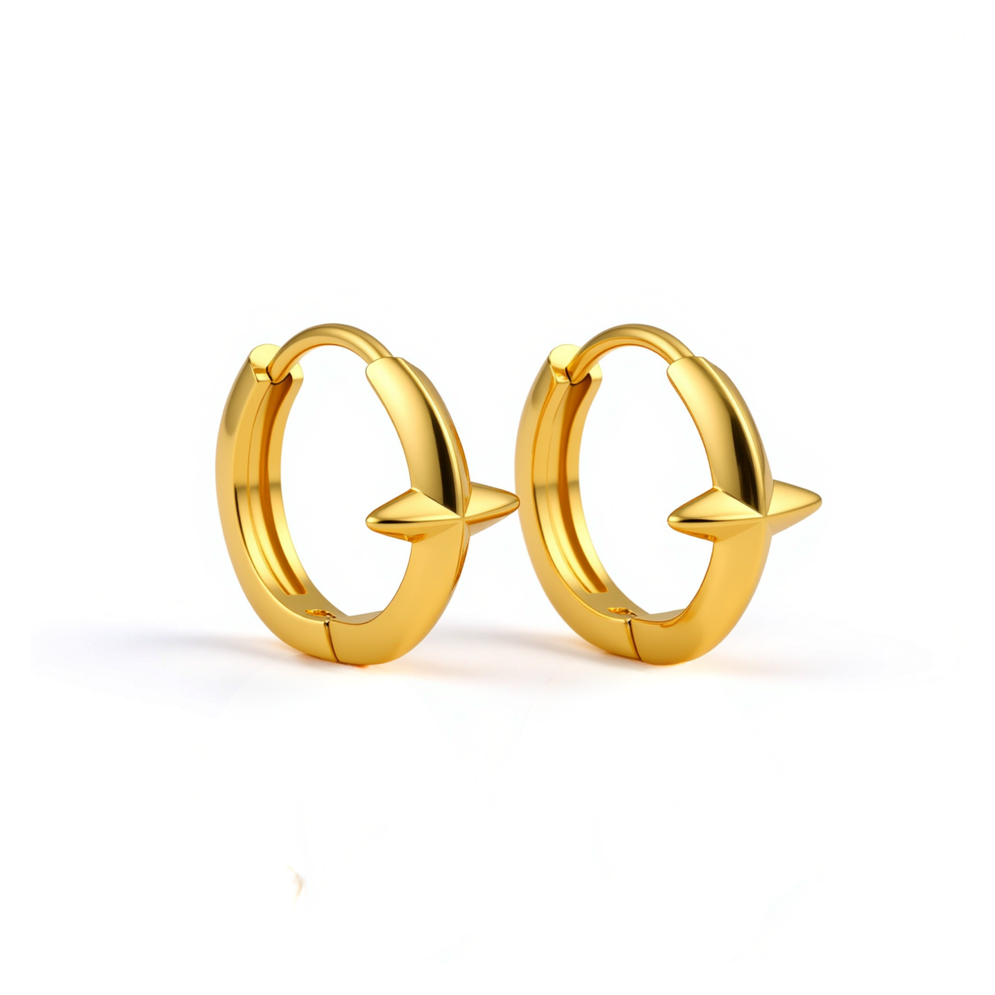10mm single spike hoops - Gold
