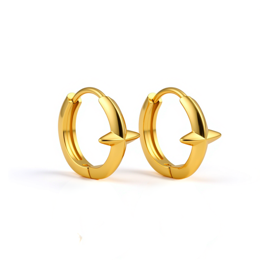10mm single spike hoops - Gold