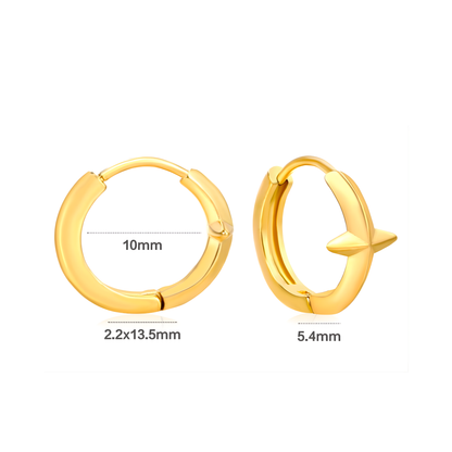 10mm single spike hoops - Gold