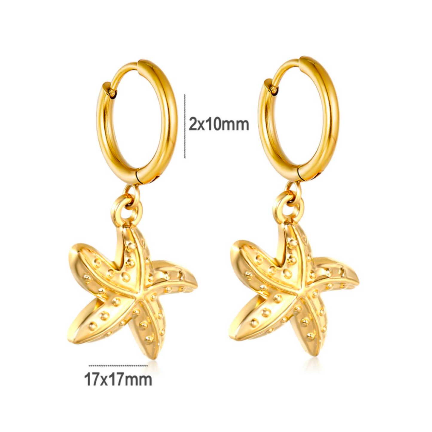 10mm Dangled chunky starfish hoops