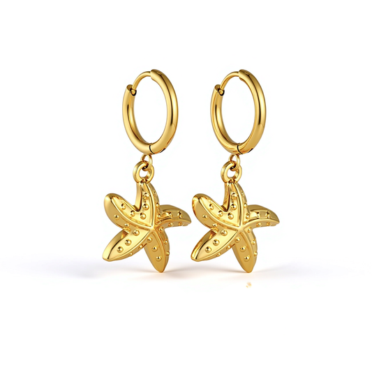 10mm Dangled chunky starfish hoops