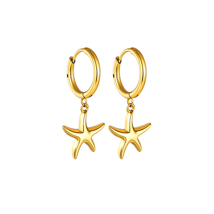 10mm Dangled starfish hoops - Gold