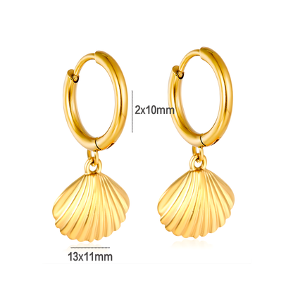 10mm Hanging shell hoops - Gold