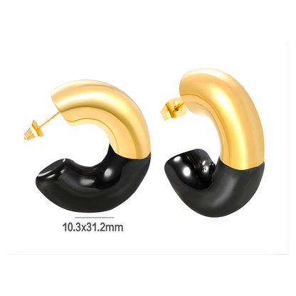 Oversized black dipped hoops - Gold