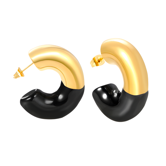 Oversized black dipped hoops - Gold