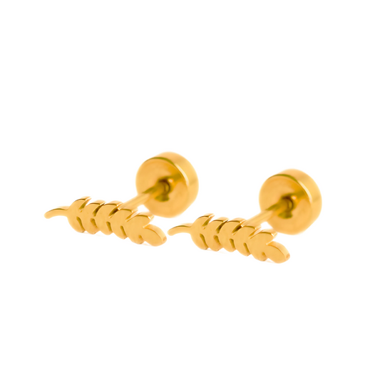 Pecan leaf studs - Gold