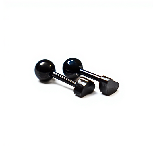 4mm Baby heart studs - Black
