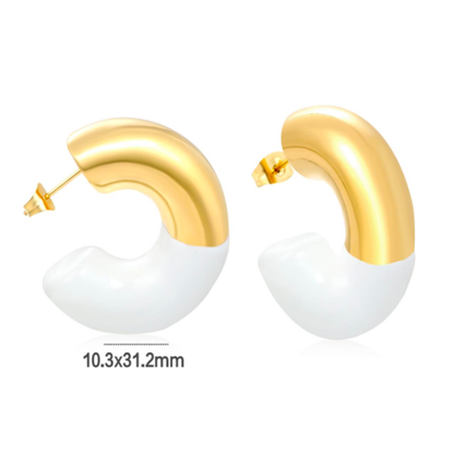Oversized white dipped hoops - Gold
