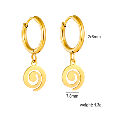 8mm Dangled twirl hoops - Gold