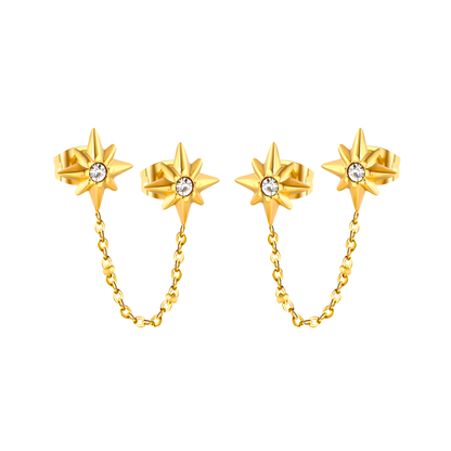Chained North Star studs - Gold