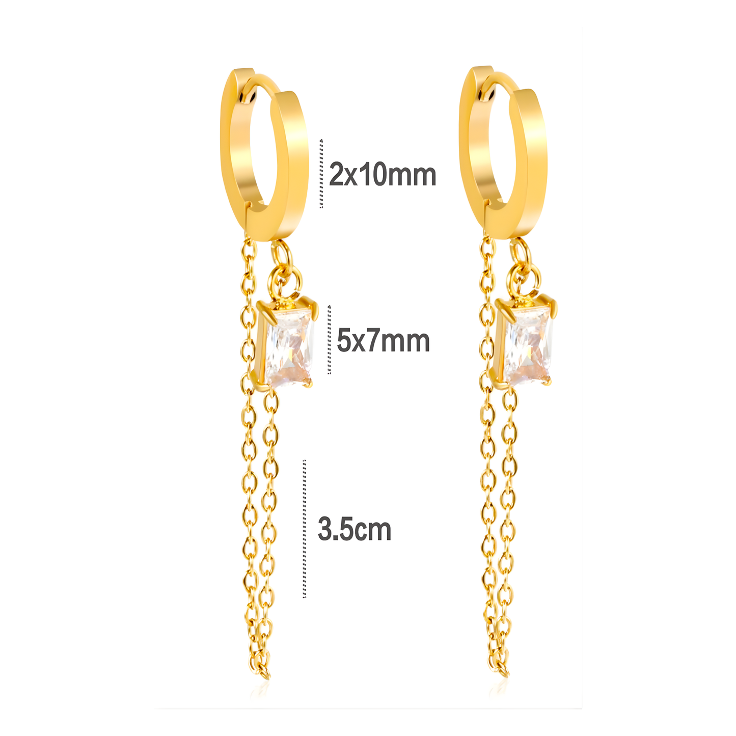 10mm sparkled chain hoops - Gold