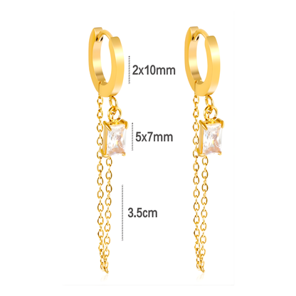 10mm sparkled chain hoops - Gold