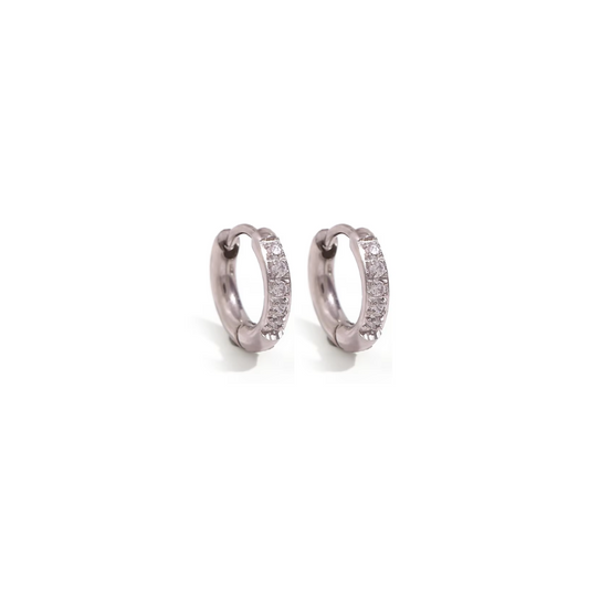 6mm slim diamond style hoops - Silver