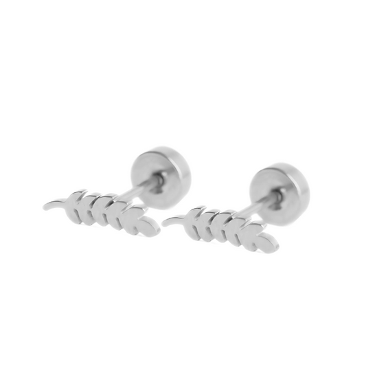 Pecan leaf studs - Silver