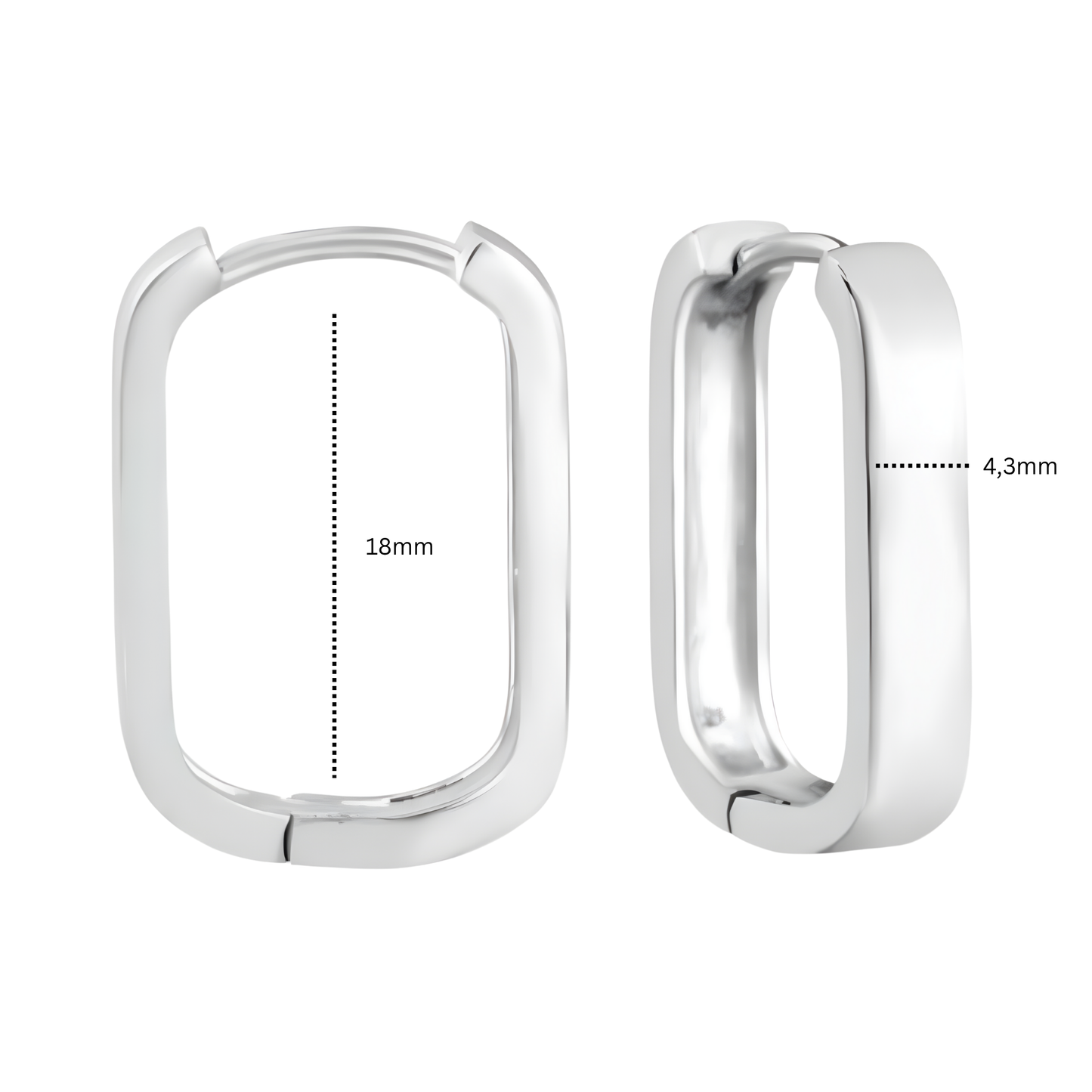 18mm Chunky oval hoop - Silver