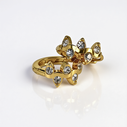 10mm pointed diamond style hoops - Gold