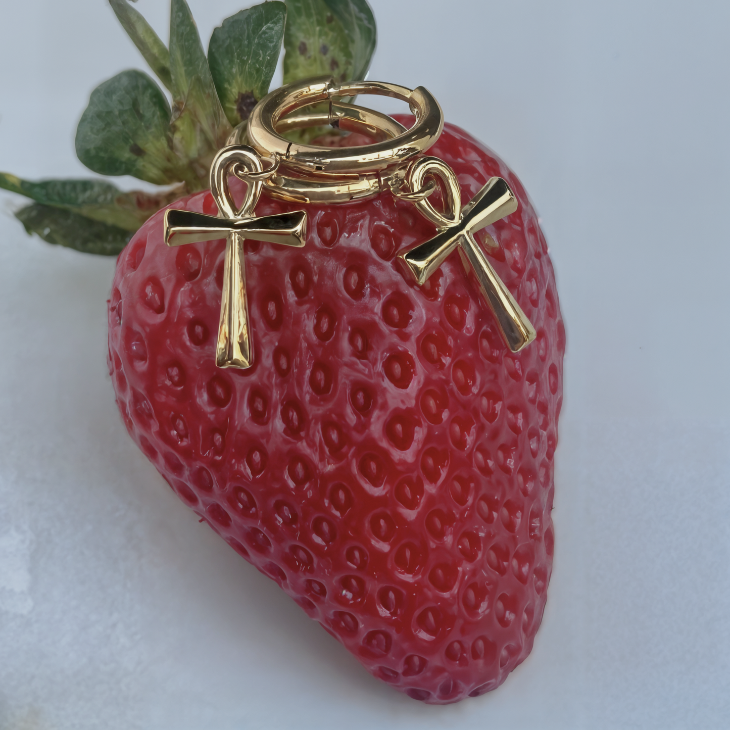 10mm Ankh cross hoops - Gold