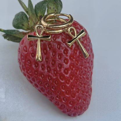 10mm Ankh cross hoops - Gold