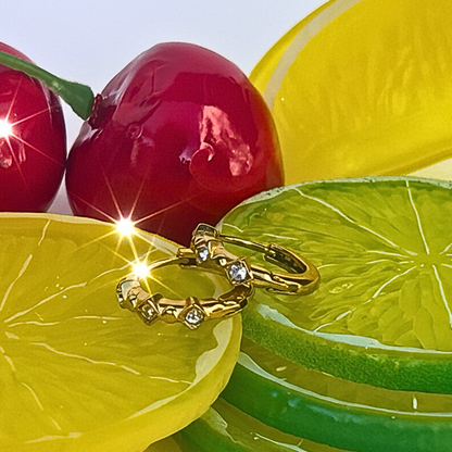 10mm triple diamond style hoops - Gold