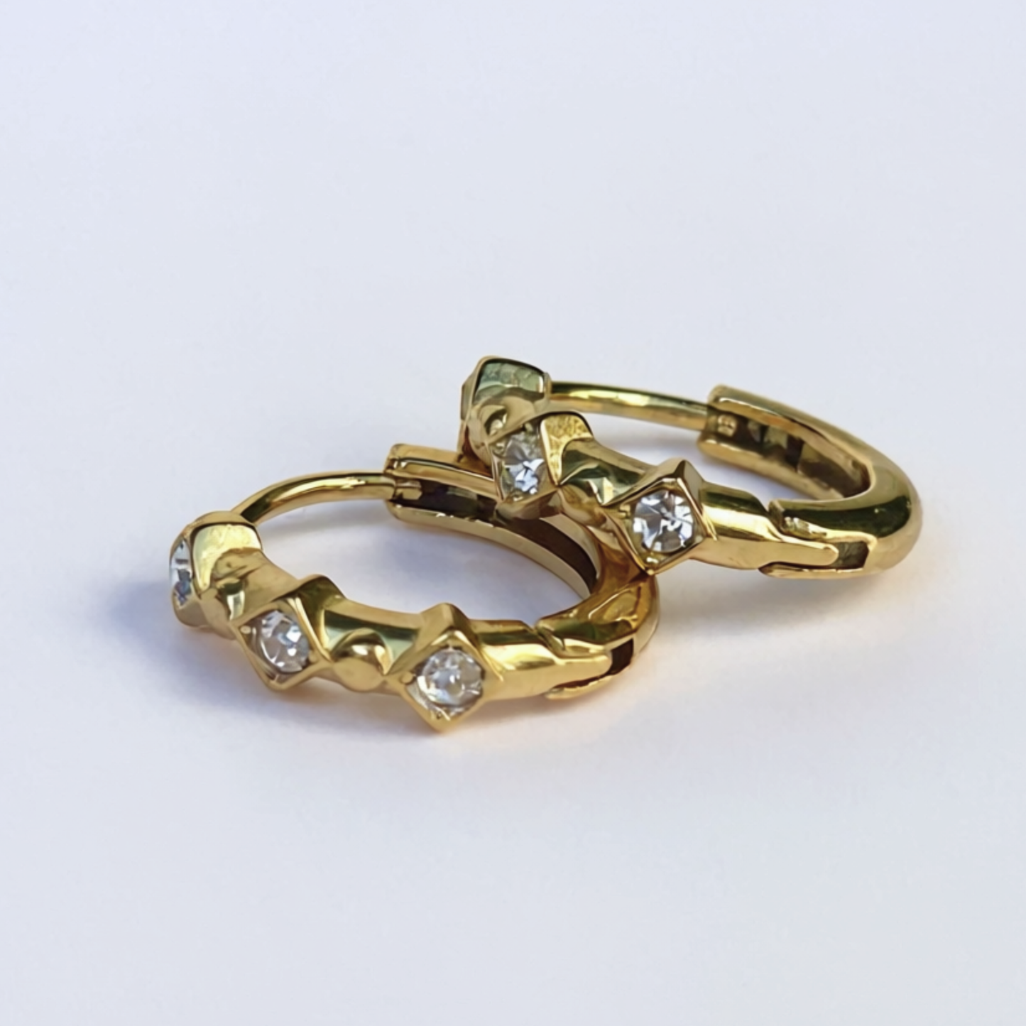 10mm triple diamond style hoops - Gold