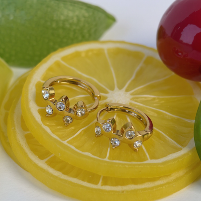 10mm pointed diamond style hoops - Gold