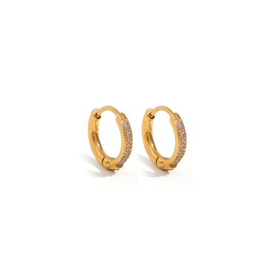 8mm Slim diamond style hoops - Gold