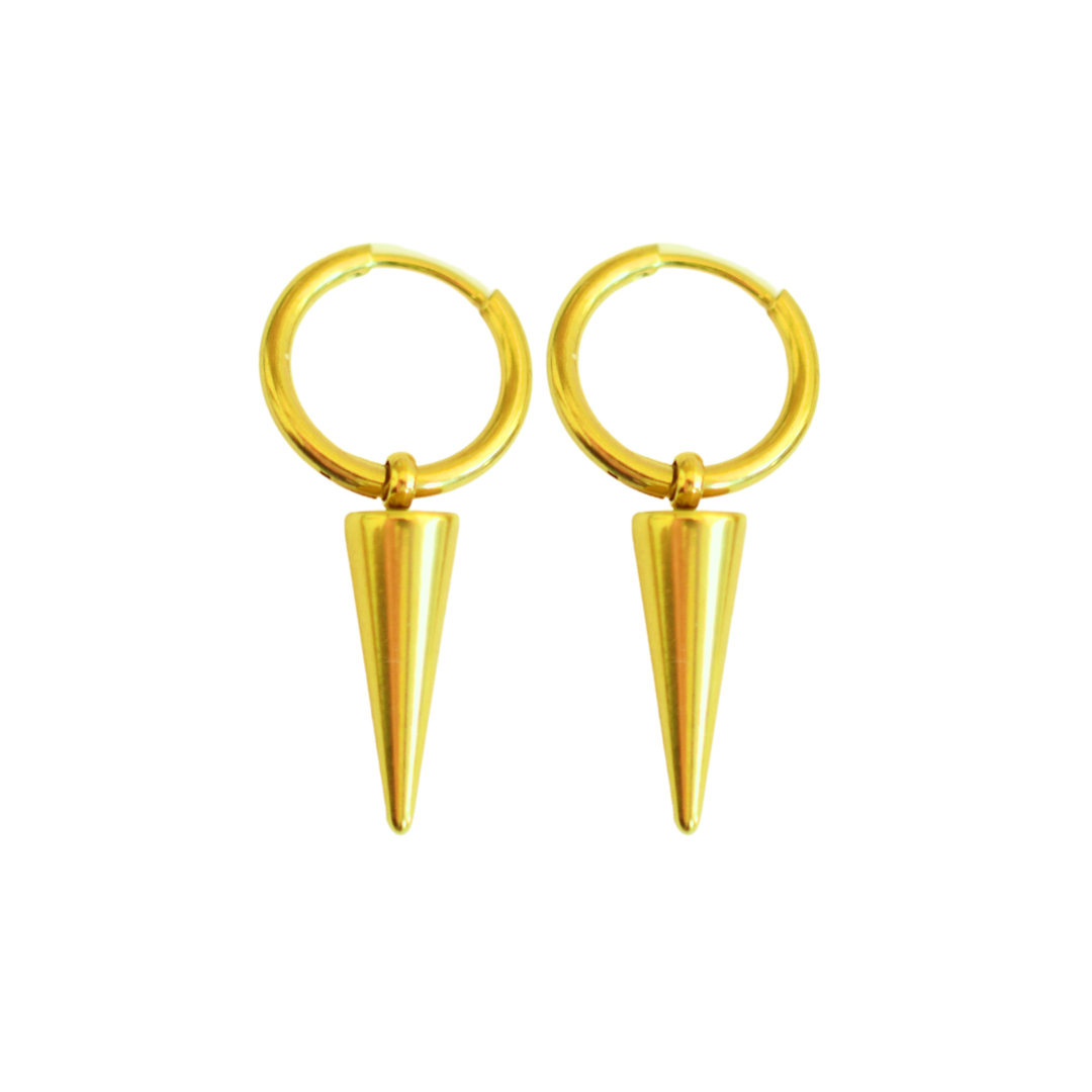 Simple spiked charm hoops - Gold