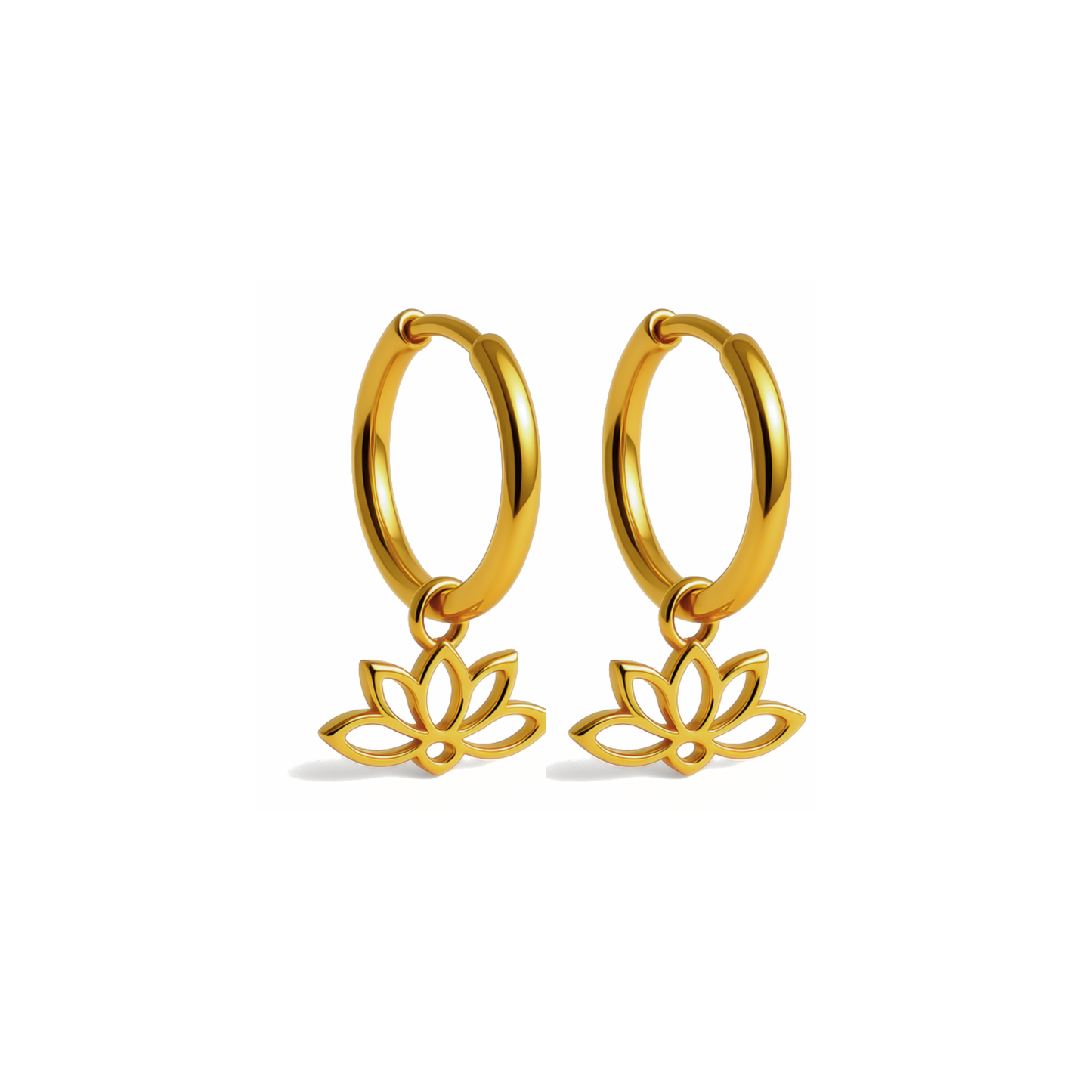 Lotus charm hoops - Gold