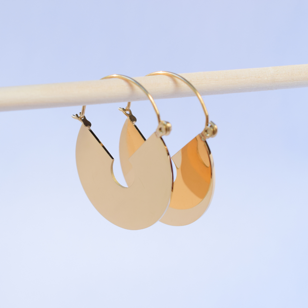 Half disc hoops - Gold