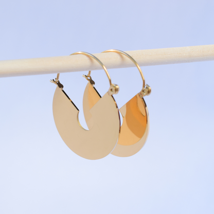 Half disc hoops - Gold