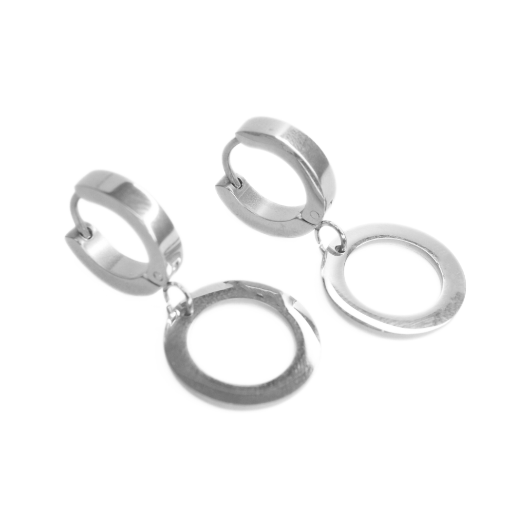 Dangled circle hoops - Silver - TheEarringCollective