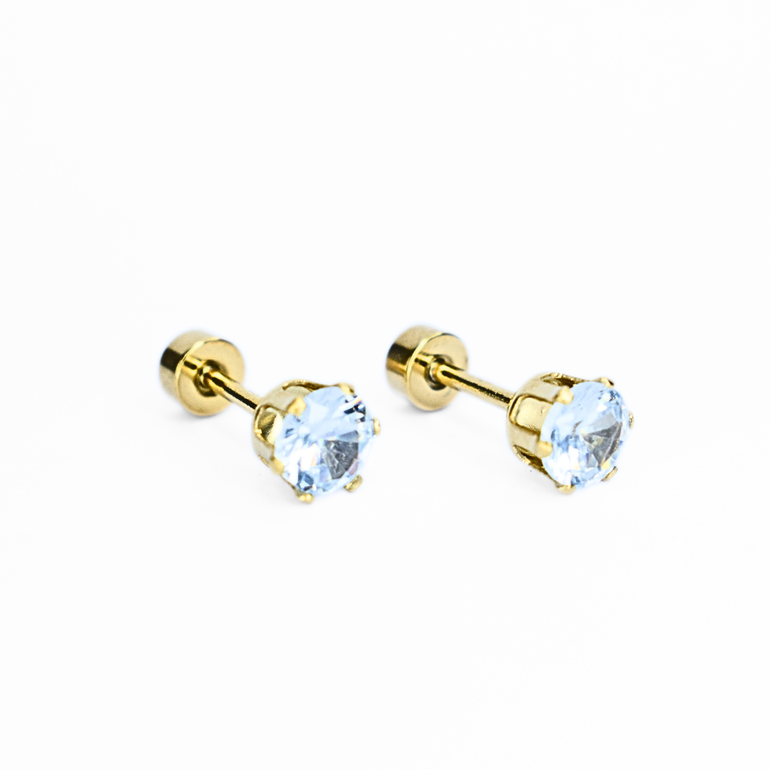 5mm Diamond studs - Gold - TheEarringCollective