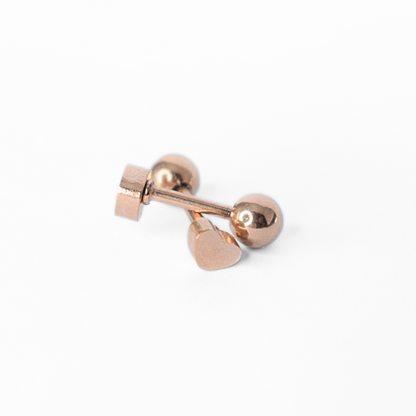 4mm Baby heart studs - Rose gold - TheEarringCollective