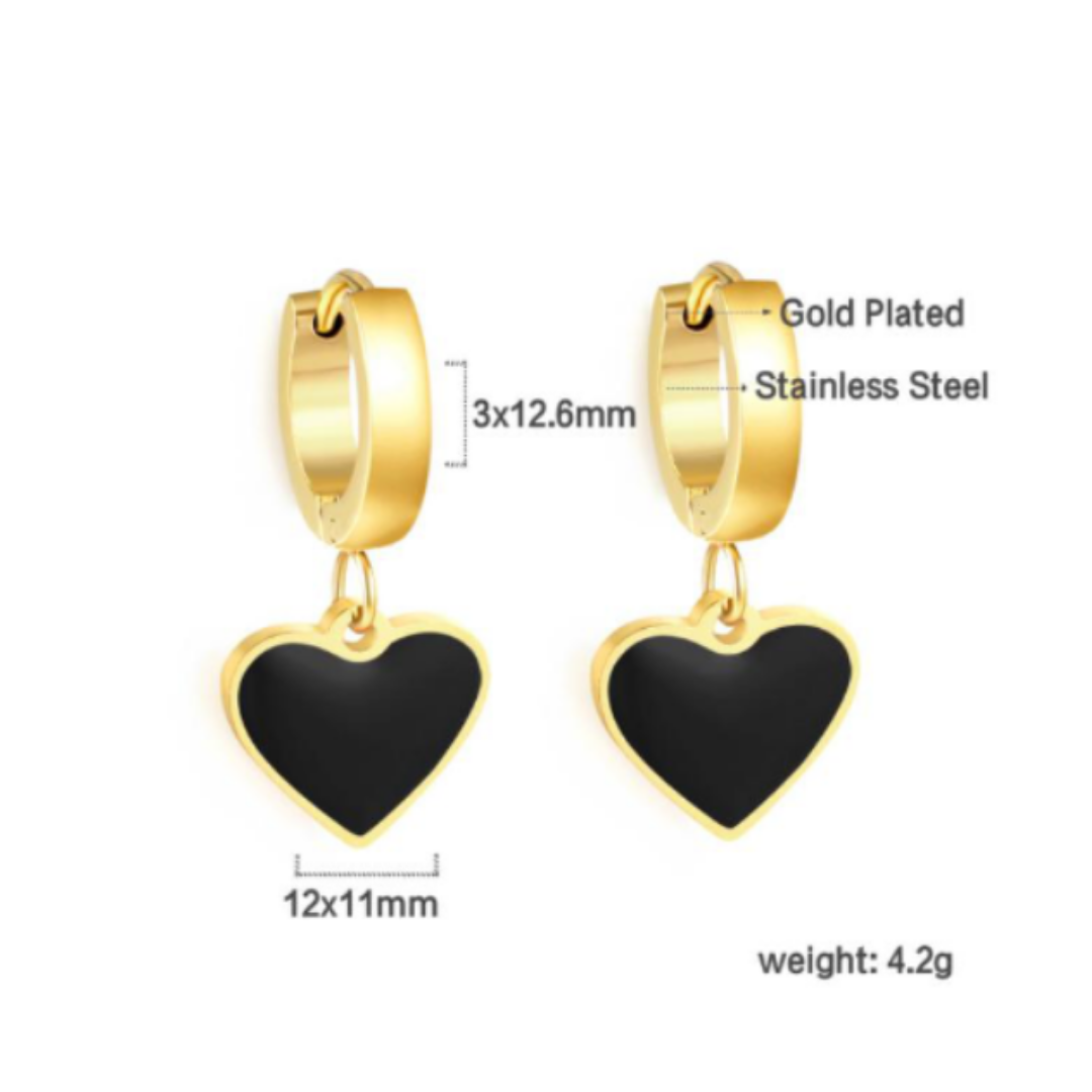 Black heart hoops - Gold